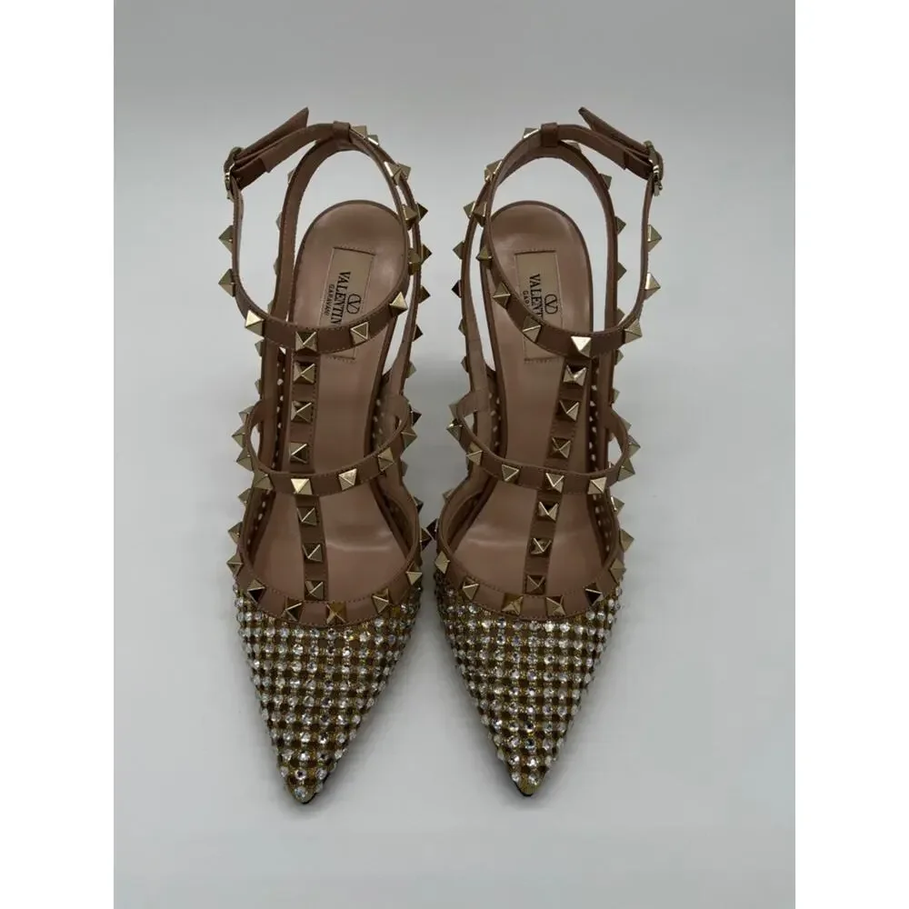 Valentino Garavani Pumps Rockstud Crystal Cage Nude - 40 (US 10)